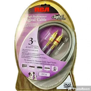 RCA High-Performance Digital Audio Cable DT3A 3ft  24k Gold-Plated Studio, New